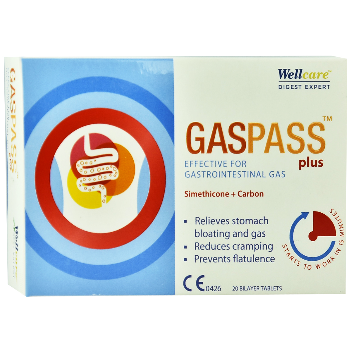 Gaspass Plus WellCare – 20 Tableta