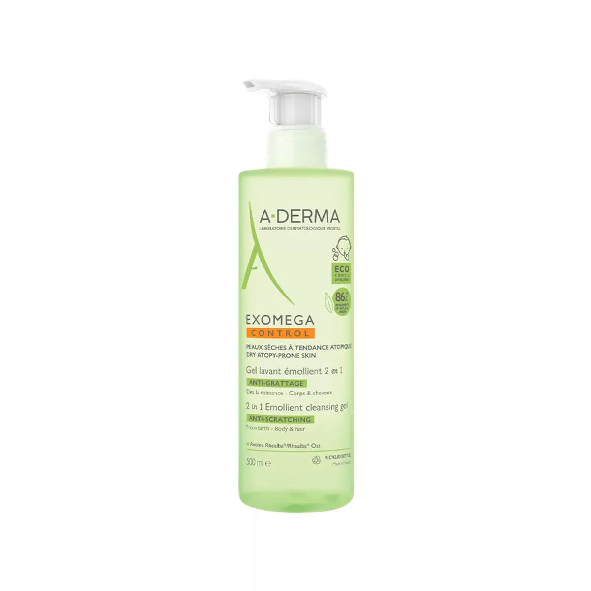 A-DERMA – Exomega 2 in 1 Emollient Cleansing Gel 500 ML