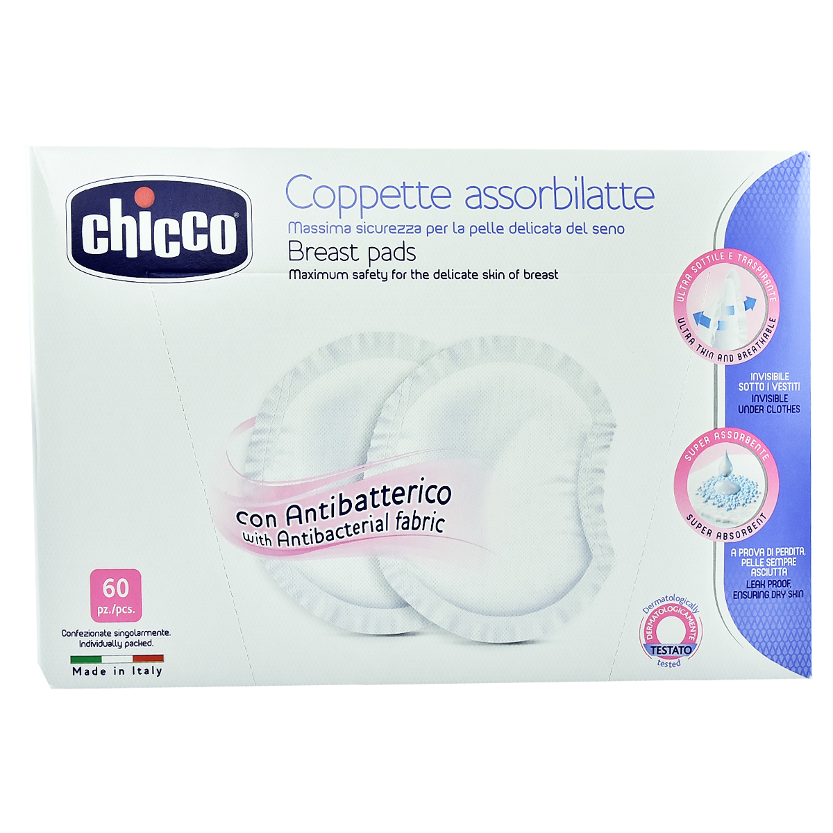 Chicco – Breast Pads Antibacterial 60 pcs
