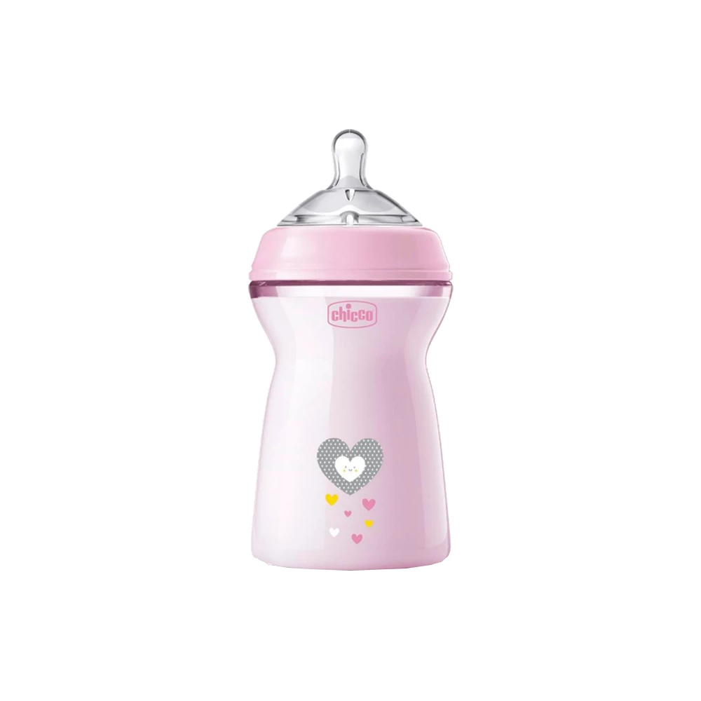 Chicco - Natural Feeling Plastic Bottle 330ml (6M+) – Pink
