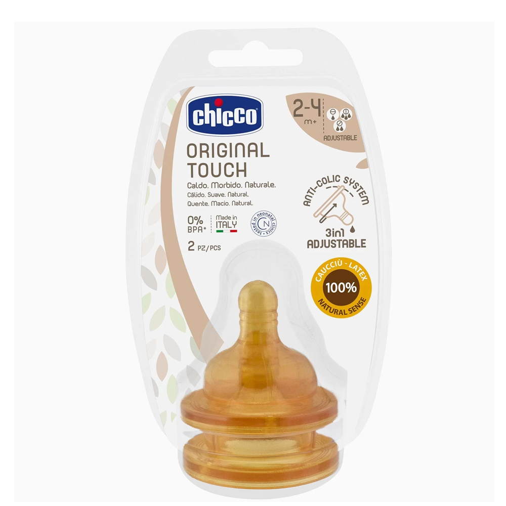 Chicco - Original Touch Biberon Ushqimi Latex (2-4 m) - 2 pcs