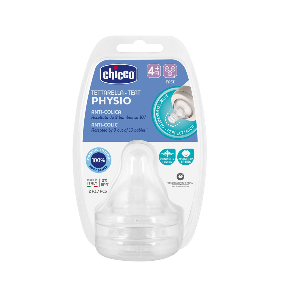Chicco – Physio Biberon Ushqimi Silikon 3 Pika (4 m+) – 2 pcs