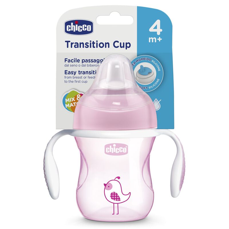 Chicco - Transition Silicon Cup Pink (4 m+) 200 ML