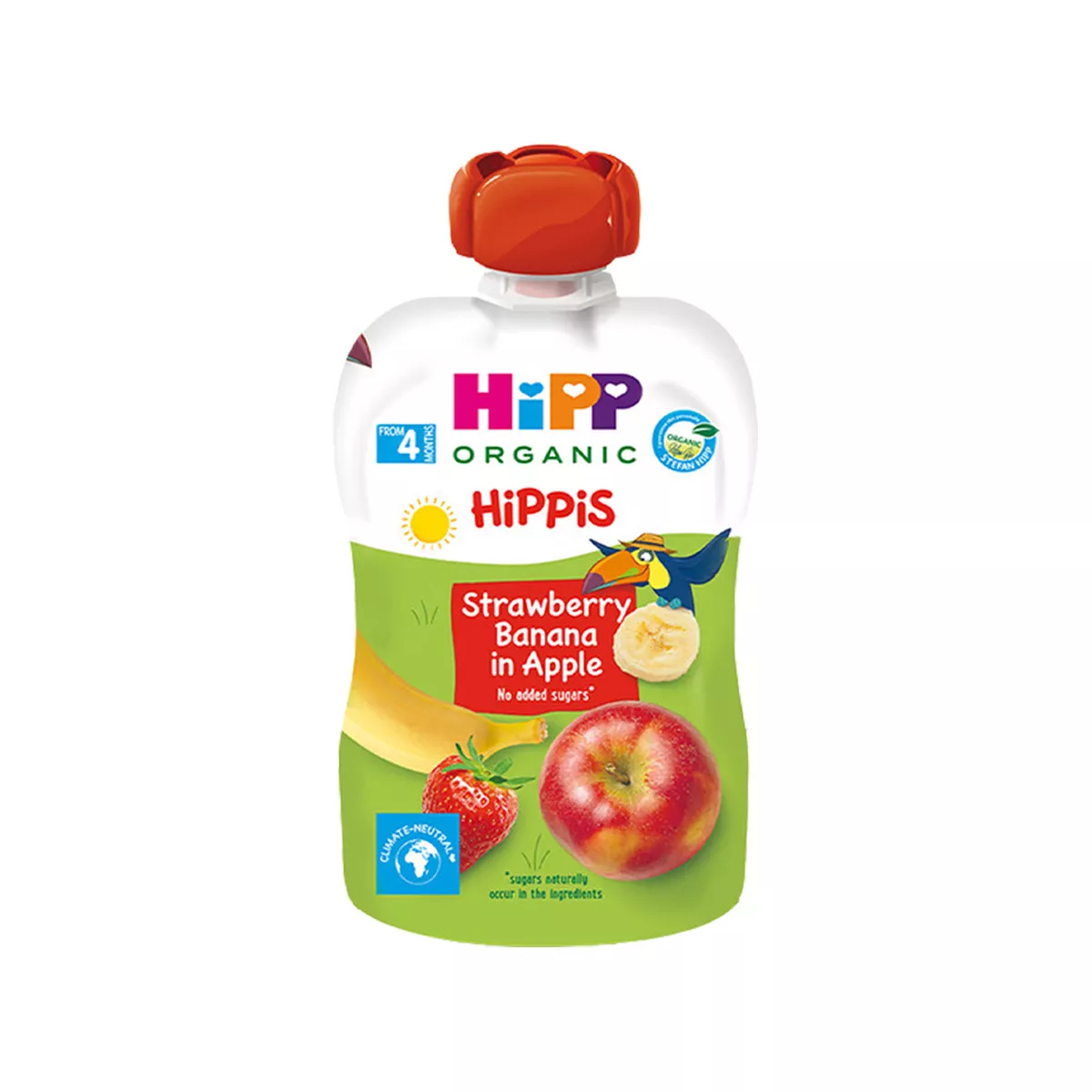 Hipp – Hippis – Lëng me Banane, Luleshtrydhe & Mollë (4 m+) 100 Gr