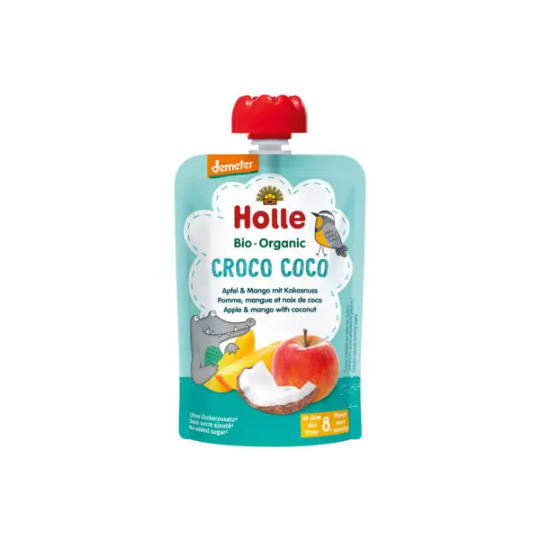 Holle – Croco Coco - Pure me kokos, mango dhe mollë (8 m+) 100 Gr