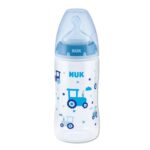 NUK – First Choice – Silicon Plastic Bottle Temp. Control Blue (0-6 m) 300 ML