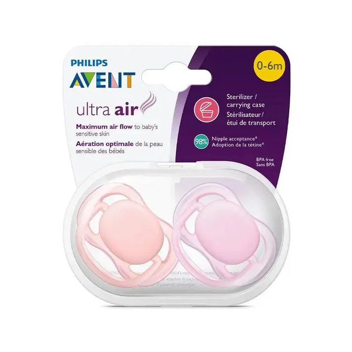 Philips Avent - Ultra Air Pacifier Soother Pink (0-6 m) - 2 pcs