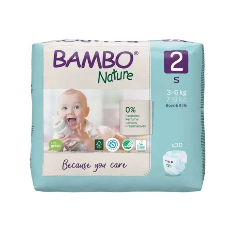 Bambo Nature - Pelena  S 2 (3-6 Kg) - 30 pcs