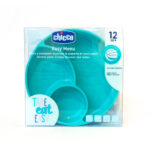 Chicco – Pjatë Silikoni Me Ndarje Blu (12 m+)