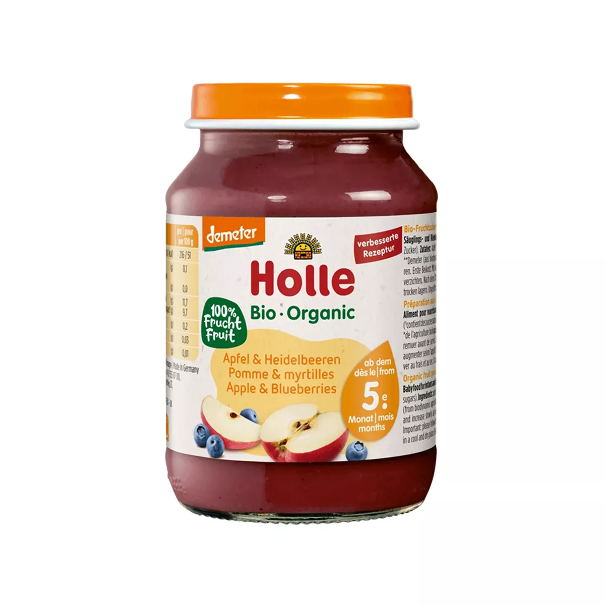Holle – Bio Organic - Pure me Boronicë & Mollë (5 m+) 190 Gr