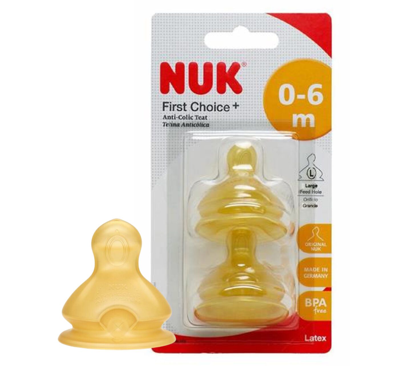 NUK - First Choice - Biberon Ushqyes Latex L (0-6 m)