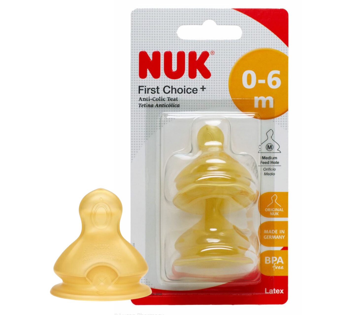 NUK - First Choice - Biberon Ushqyes Latex M (0-6 m)