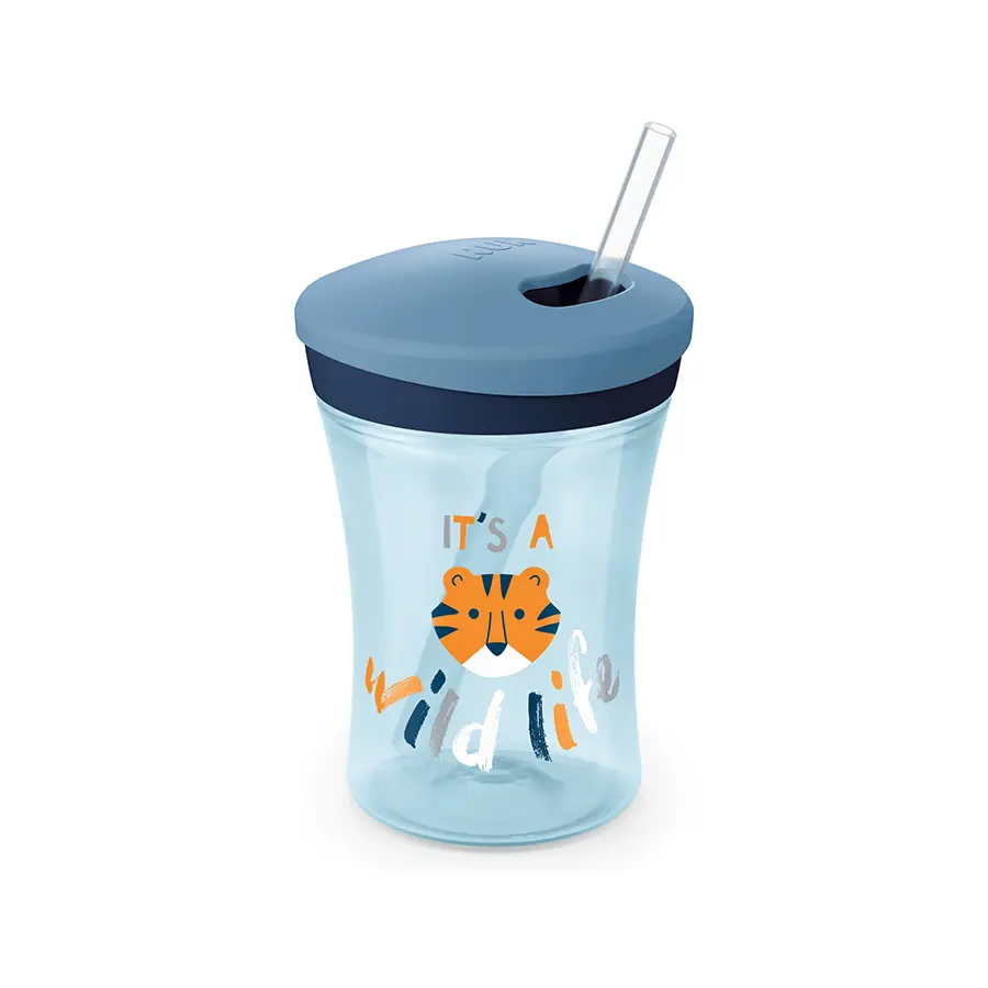 NUK – Action Cup with Drinking Straw Blue - (12 m+) 230 ML