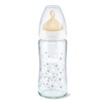 NUK – Temp. Control – Latex Glass Bottle Gray (0-6 m) 240 ML