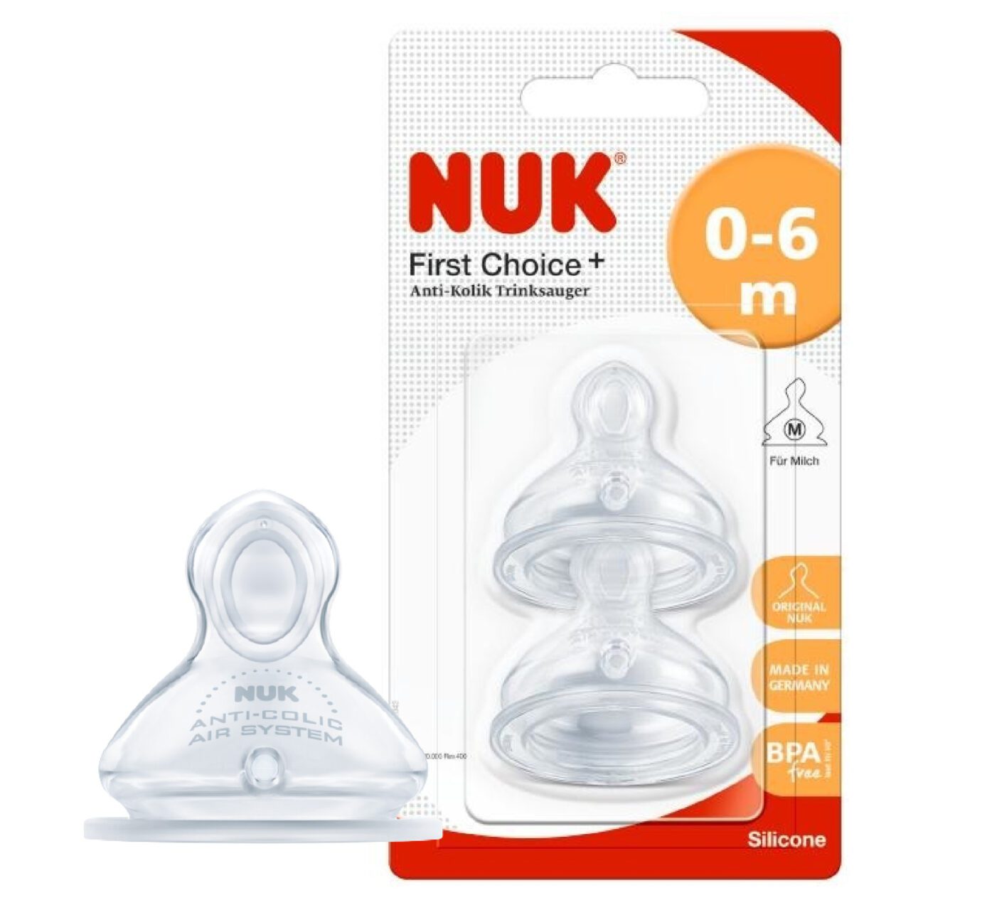 NUK – First Choice – Biberon Ushqyes Silikoni M (0-6 m)