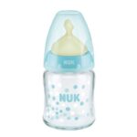 NUK – First Choice – Latex Glass Bottle Blue (0-6 m) 120 ML