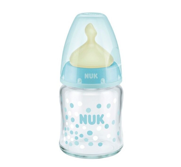 NUK – First Choice – Latex Glass Bottle Blue (0-6 m) 120 ML