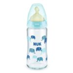 NUK - Temp. Control - Latex Glass Bottle Blue (0-6 m) 240 ML