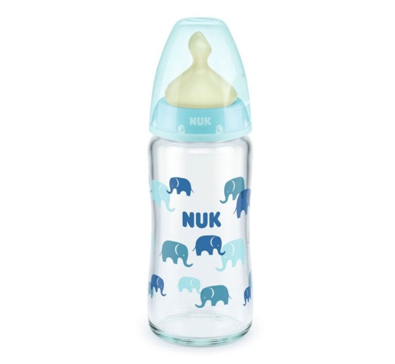 NUK - Temp. Control - Latex Glass Bottle Blue (0-6 m) 240 ML