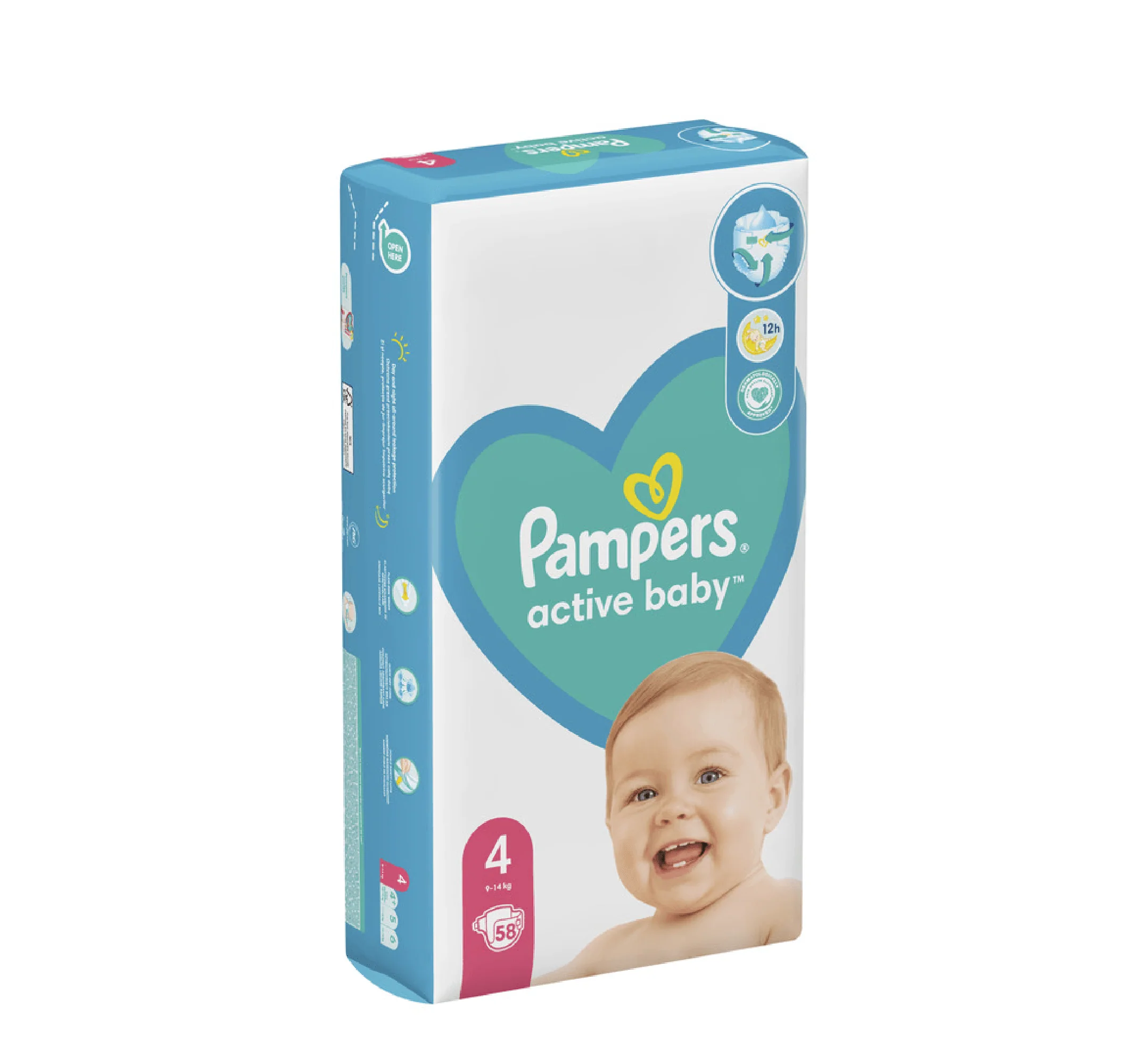 Pampers – Active Baby Pelena 4 (9-14 Kg) - 58 pcs