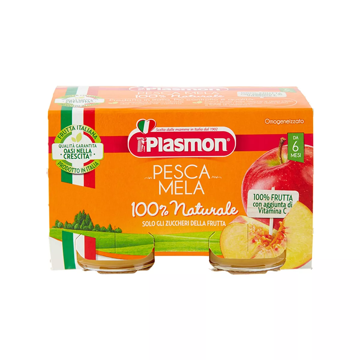 Plasmon – Mela & Pesca - Pure me Mollë & Pjeshkë (6 m+) 2x120 Gr