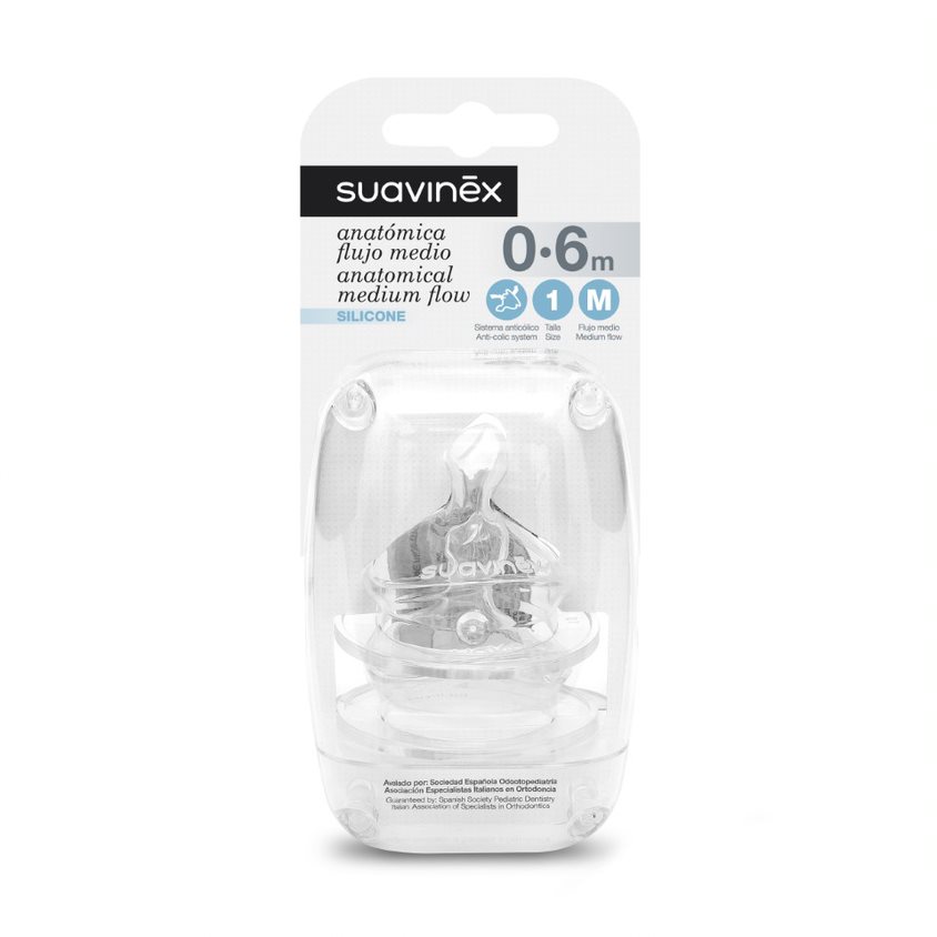 Suavinex - Biberon Ushqyes Silikoni M (0-6 m) - 2pcs