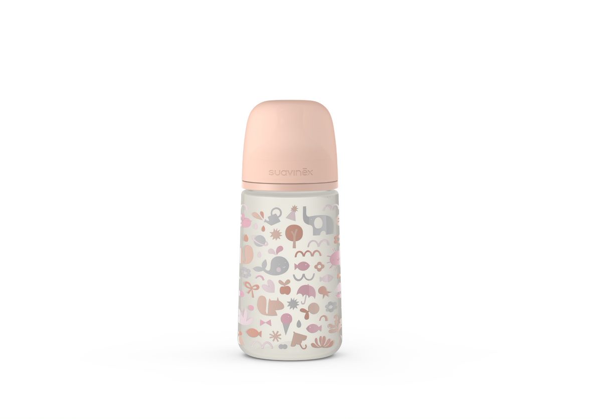Suavinex - Memory - Silicon Plastic Bottle Pink (3 m+) 270 ML