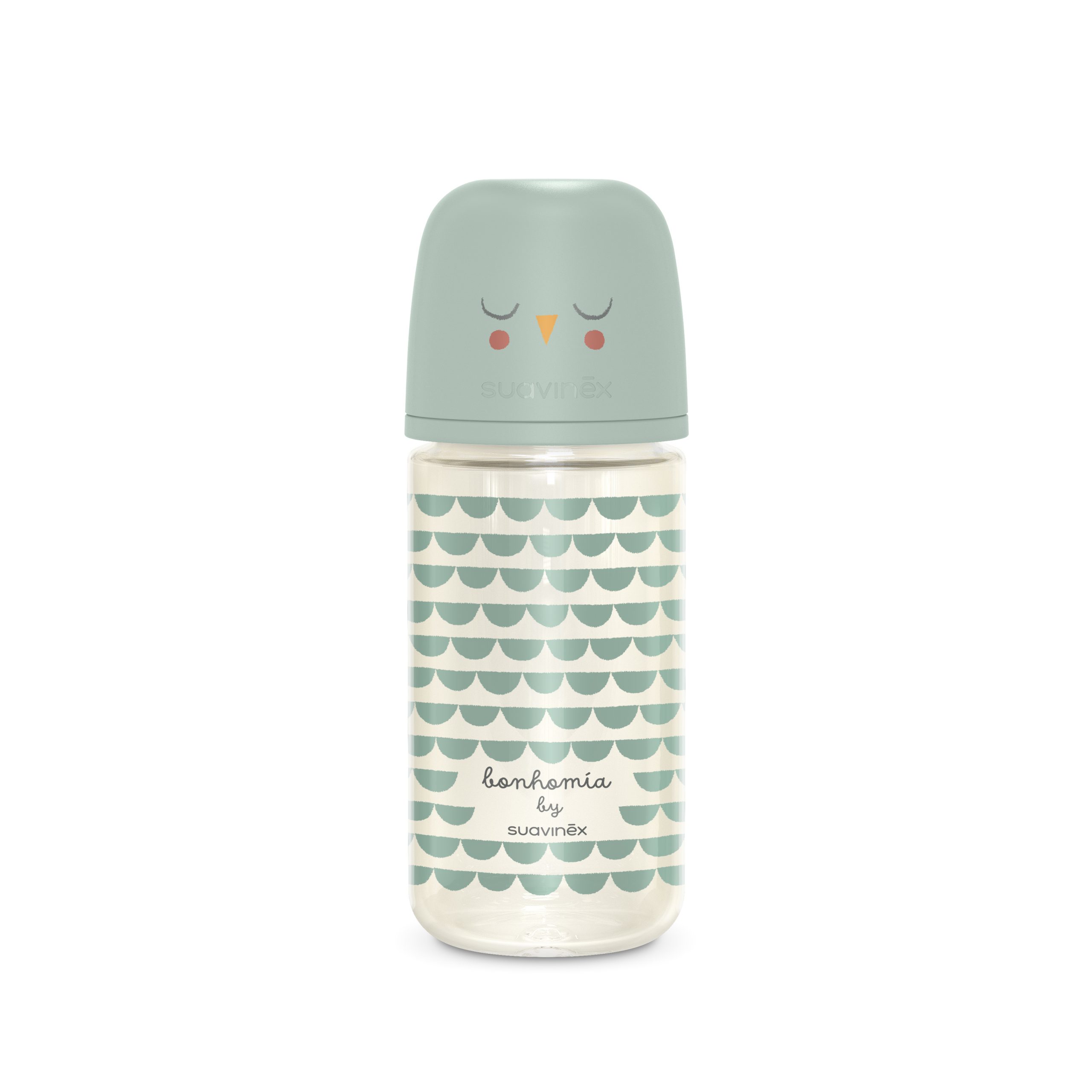 Suavinex - Bonhomia - Silicon Glass Bottle Mint (3 m+) 240 ML