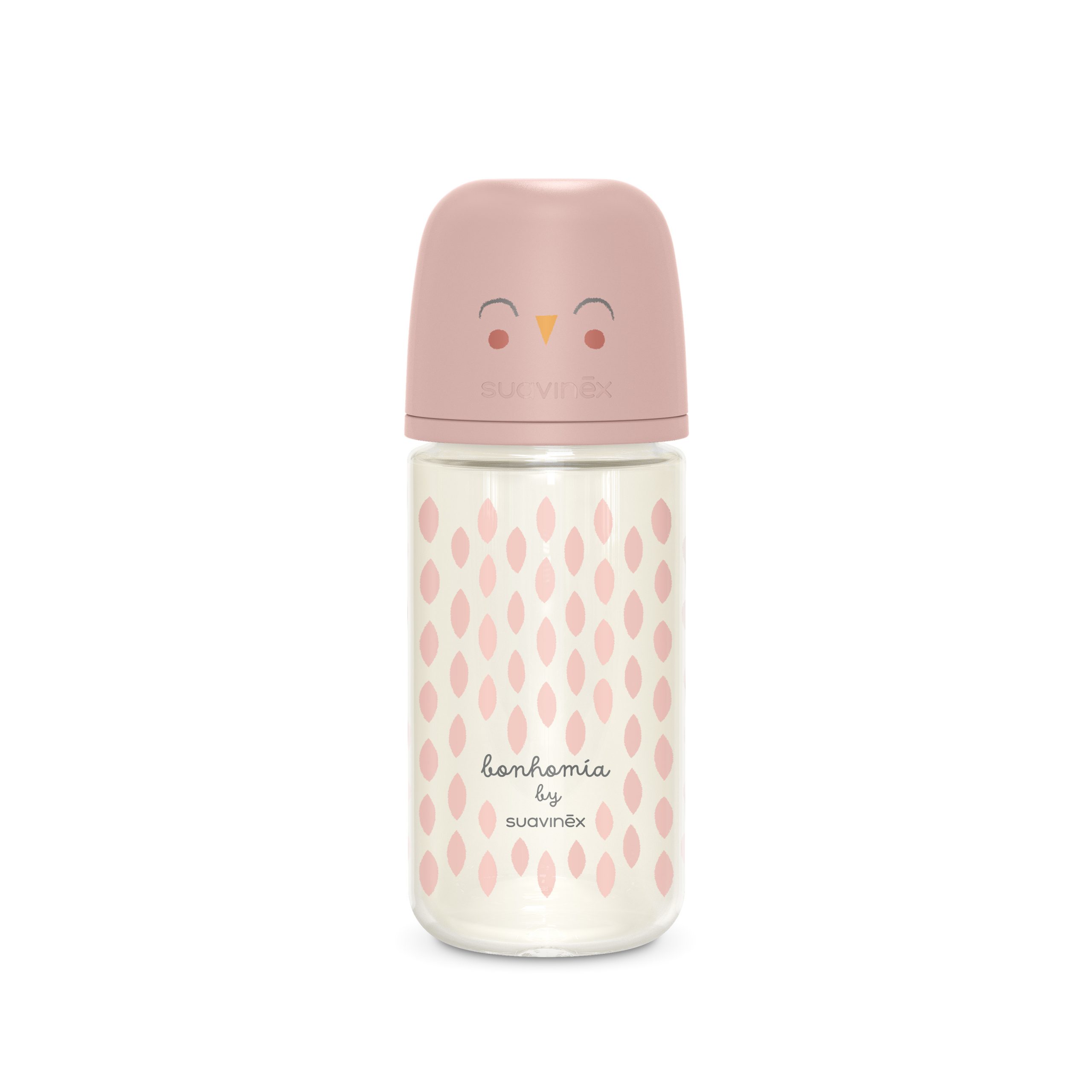 Suavinex - Bonhomia - Silicon Glass Bottle Pink (3 m+) 240 ML