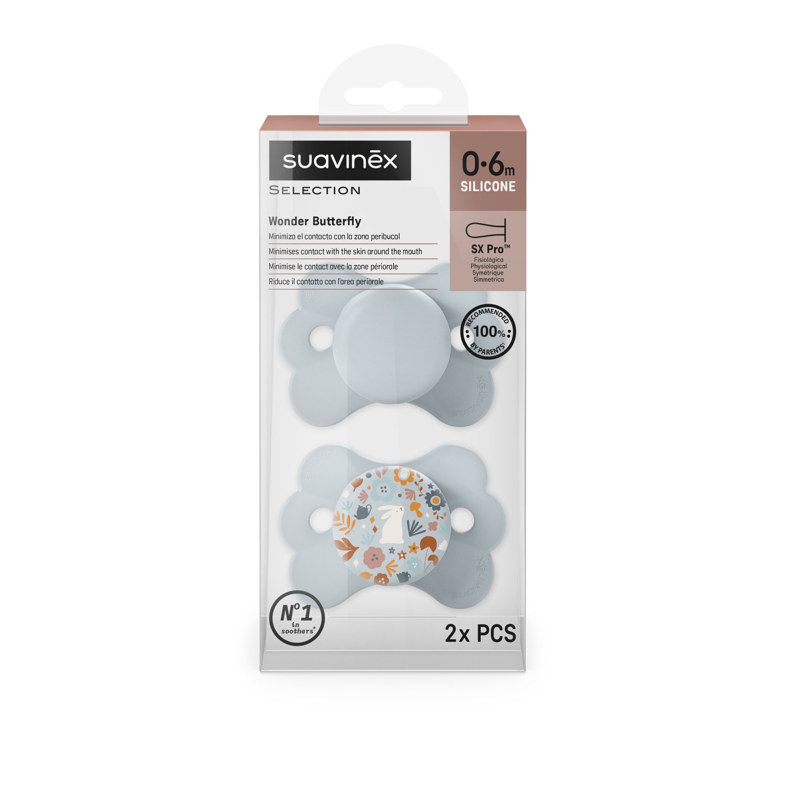 Suavinex - Wonderland - Biberon Rrens Silikoni Blue (0-6 m) 2pcs